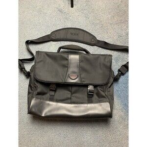 Tumi Laptop Briefcase Messenger Bag Nylon Leather Multiple Pockets Black